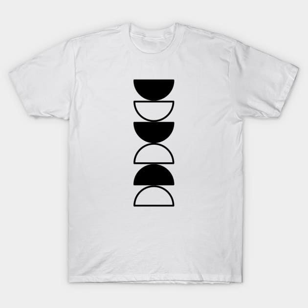 Minimalist Modern Geometric Black and White Moon Shape T-Shirt by From Mars